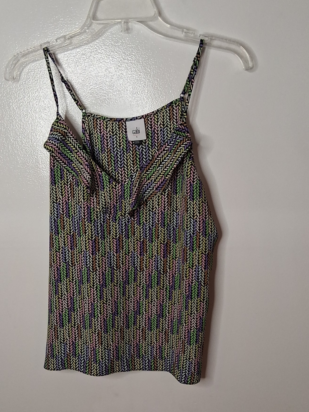 CAbi Women's Size Small Multicolor Striped Knit Camisole in Black, Green, Purple